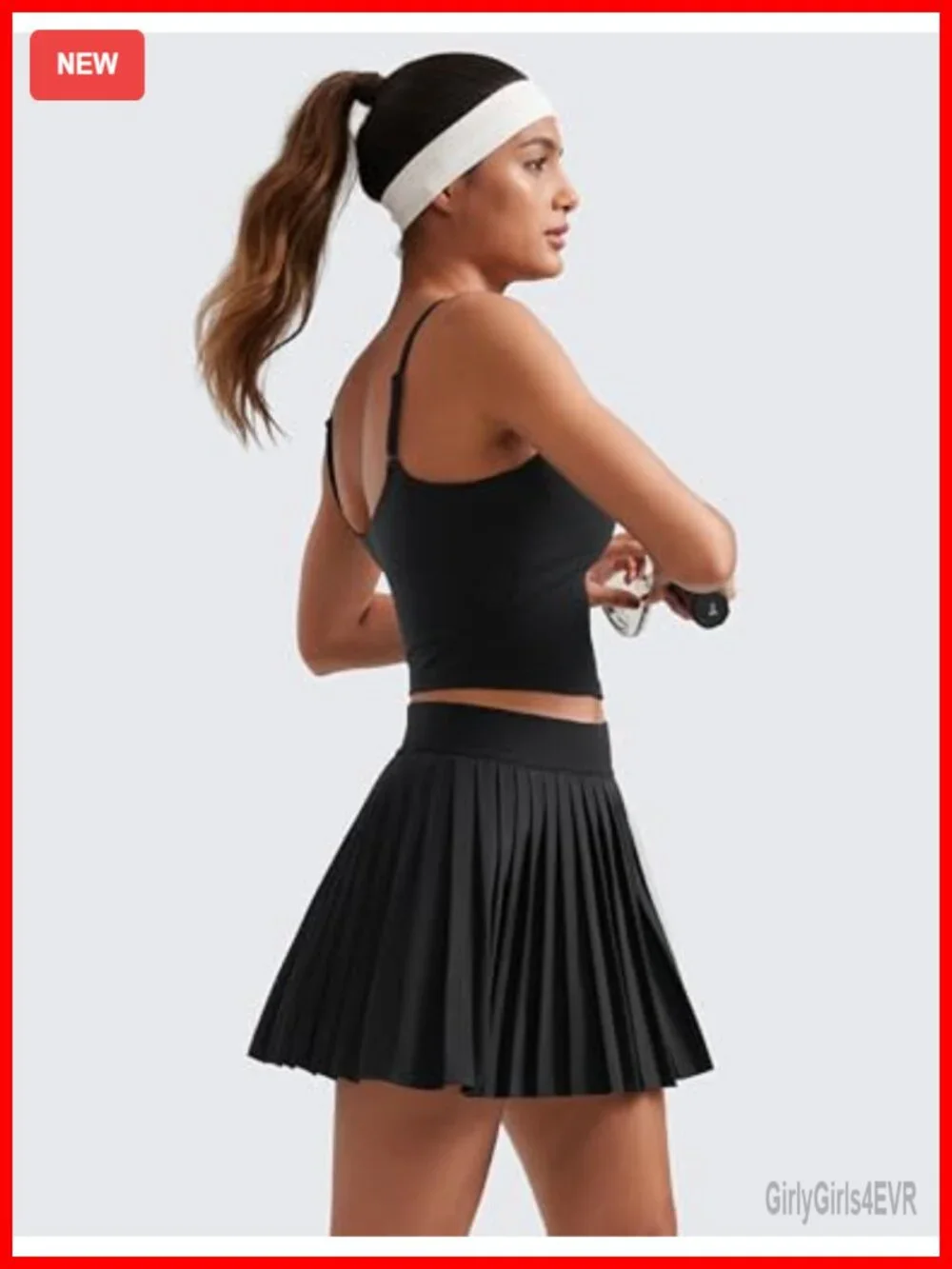 Women's Pleated Tennis Skort High Waisted A Line with Inner Pockets